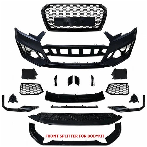 RS4 LOOK FRONT BUMPER BODYKIT FRONT SPLITTER FOR AUDI A4 B9 2017-20 SEDAN AVANT