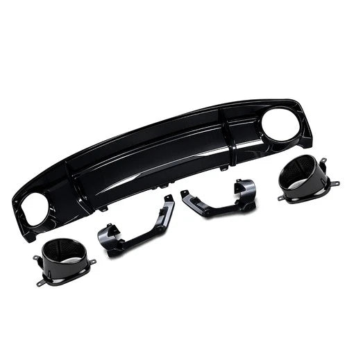 RS7 STYLE GLOSS REAR DIFFUSER W/BLACK TIPS FOR AUDI A7 C7 4G8 SE STANDARD 15-18
