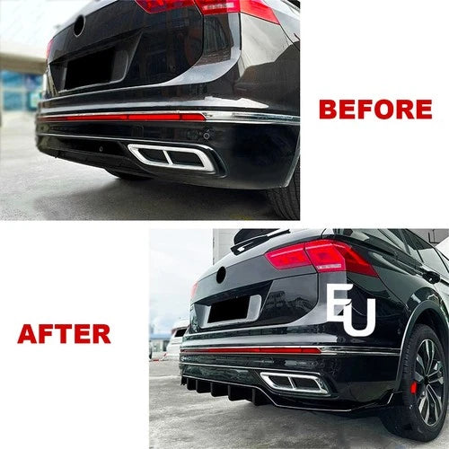 FOR VW TIGUAN MK2.5 R LINE REAR BUMPER LOWER DIFFUSER LIP PANEL GLOSS BLACK 21+
