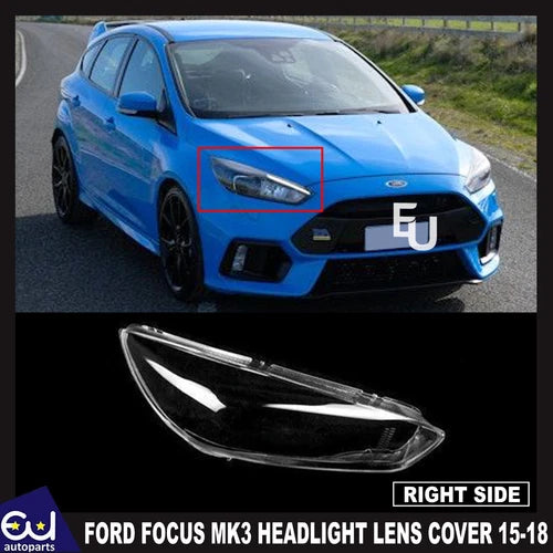 FRONT HEADLIGHT LAMP LENS COVER RIGHT DRIVER SIDE FOR FORD FOCUS MK3 2015-18