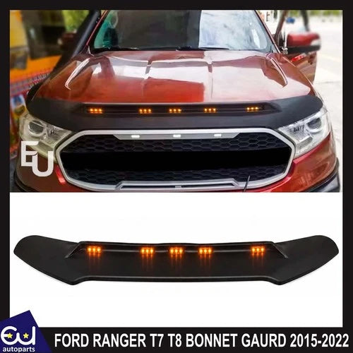 FRONT BUMPER BONNET GUARD PROTECTOR WITH LIGHTS FOR FORD RANGER T7 T8 2015-2022