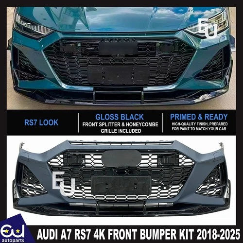 RS7 CONVERSION FRONT BUMPER BODYKIT WITH SPLITTER FOR AUDI A7 S7 C8 4K MK2 2018+