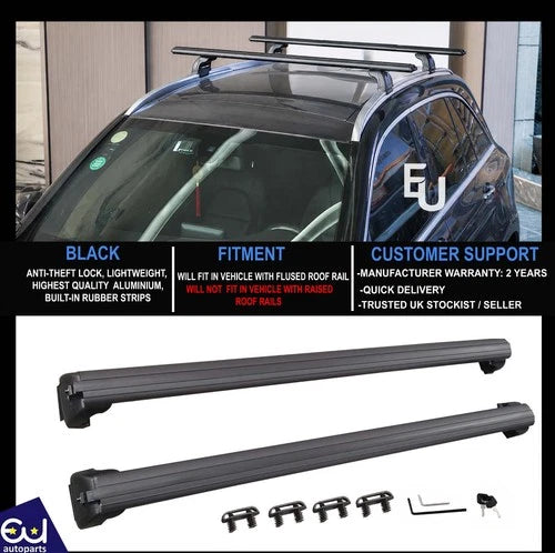 FOR VW PASSAT B8 ESTATE 14+ CROSS BARS ROOF RAIL RACK BLACK LOCKABLE HEAVY DUTY