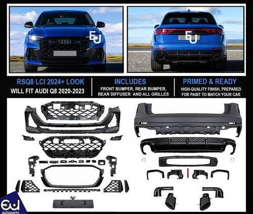LCI 2024+ RSQ8 CONVERSION FRONT REAR BUMPER DIFFUSER BODYKIT FOR AUDI Q8 2019-23