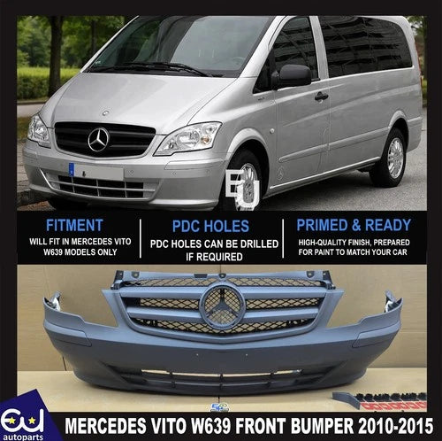 FOR MERCEDES VITO W639 2010-2015 FRONT BUMPER - NO PDC OR FOG LIGHT HOLES