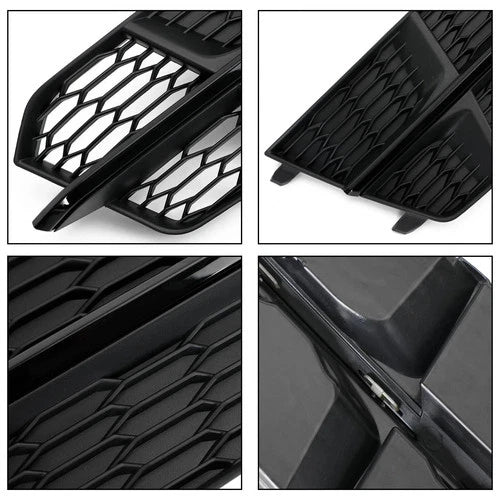 2PC FOR AUDI A6 C7 S LINE S6 BLACK FRONT FOG LIGHT LAMP COVER LOWER GRILL GRILLE