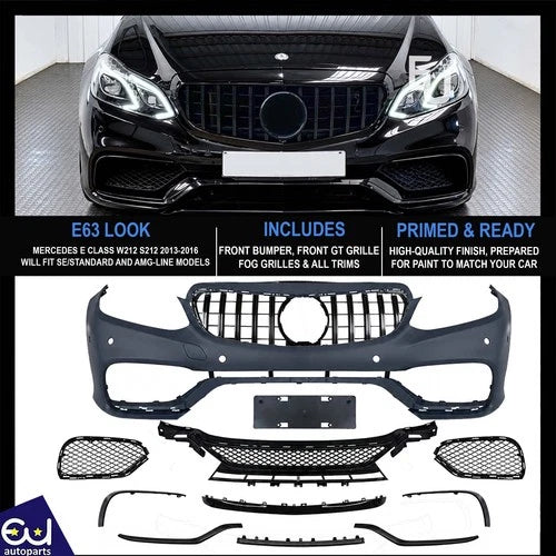 E63 STYLE FRONT BUMPER BODYKIT FOR MERCEDES E CLASS W212 S212 2013-2016 W/PDC