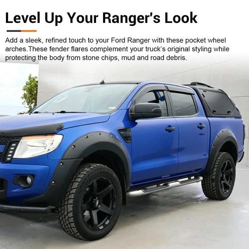 Matte Black Wide Wheel Arches Extensions Body Kit For Ford Ranger T6 2012-2015