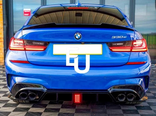 FOR BMW 3 SERIES G20 G21 M SPORT GLOSS BLACK REAR DIFFUSER WITH LED 2018-2021
