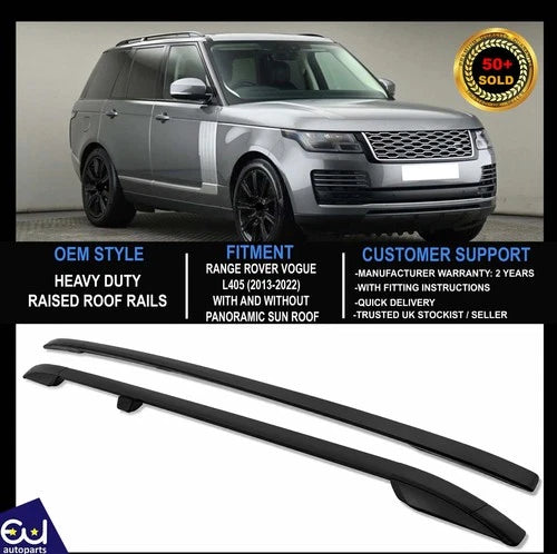 FOR RANGE ROVER VOGUE L405 ROOF RAILS RACK CROSS BARS BLACK OEM STYLE 2013-2021