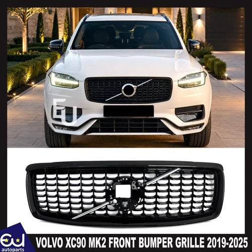 R-DESIGN STYLE FRONT BUMPER UPPER GRILLE W/CHROME FOR VOLVO XC90 MK2 2019-2025