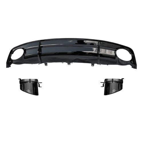 RS7 STYLE GLOSS REAR DIFFUSER WITH BLACK TIPS FOR AUDI A7 C7 4G8 S-LINE 2015-18