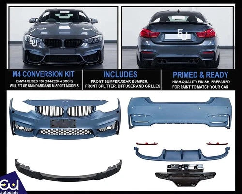 M4 CONVERSION FRONT REAR BUMPER BODYKIT FOR BMW 4 SERIES F36 GRAN COUPE 4 DOOR