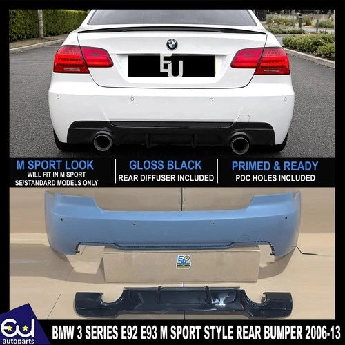 M SPORT STYLE REAR BUMPER DIFFUSER CONVERSION KIT FOR BMW 3 SERIES E92 E93 06-13