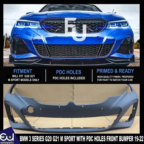 FOR BMW 3 SERIES G20 G21 M SPORT FRONT BUMPER WITH PDC SENSORS HOLES 2019-22