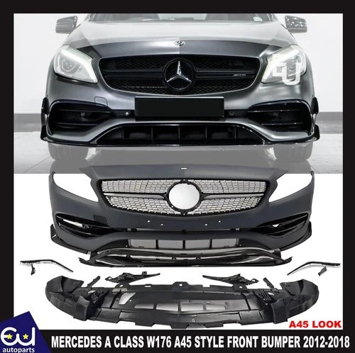 FOR MERCEDES A CLASS W176 A45 STYLE FULL FRONT BUMPER AERO GRILL BODYKIT 2012-18