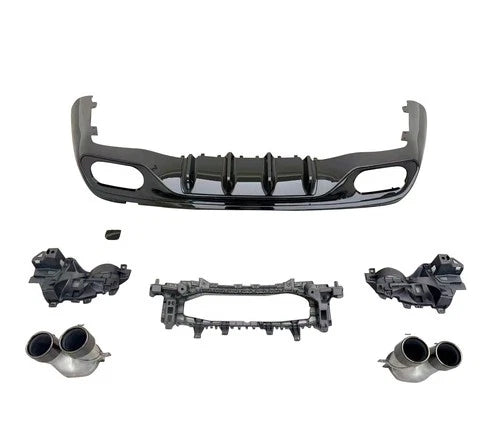 FOR MERCEDES CLE C236 A236 W236 CLE53 AMG REAR DIFFUSER BLACK EXHAUST PIPES 23+