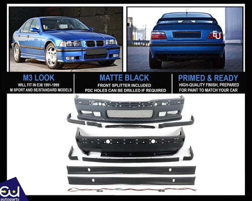 M3 STYLE LOOK FRONT REAR BUMPERS FULL BODY KIT CONVERSION FOR BMW E36 1991-1999