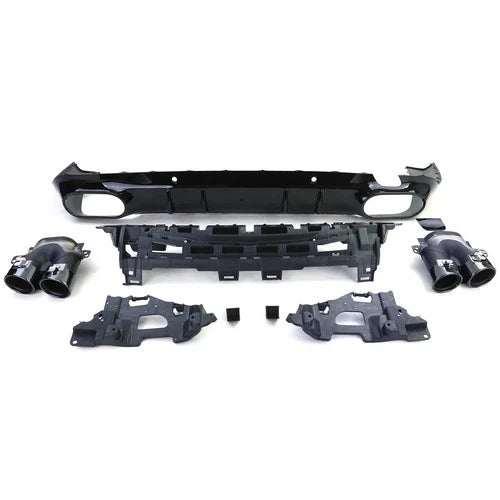 FOR MERCEDES CLS C257 AMG 53 STYLE REAR DIFFUSER GLOSS BLACK TAILPIPES 2018+