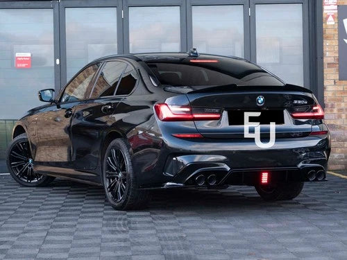 FOR BMW 3 SERIES G20 G21 M SPORT GLOSS BLACK REAR DIFFUSER WITH LED 2018-2021