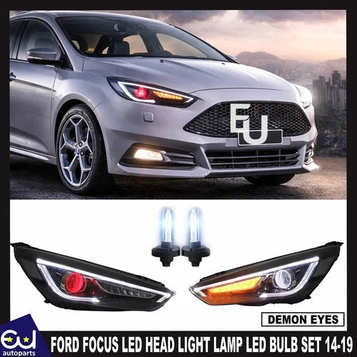 LED HEAD LIGHT LAMP LED BULB FOR FORD FOCUS 2014-2019 DEMON EYES WITH SEQUENTIAL