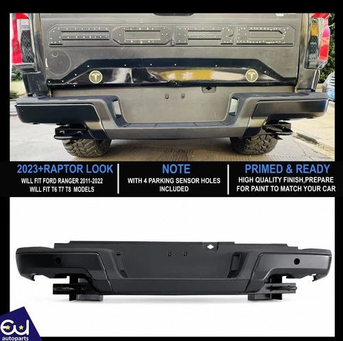 RAPTOR STYLE REAR BUMPER WITH 4 SENSOR HOLES FOR FORD RANGER T6 T7 T8 2011-2022