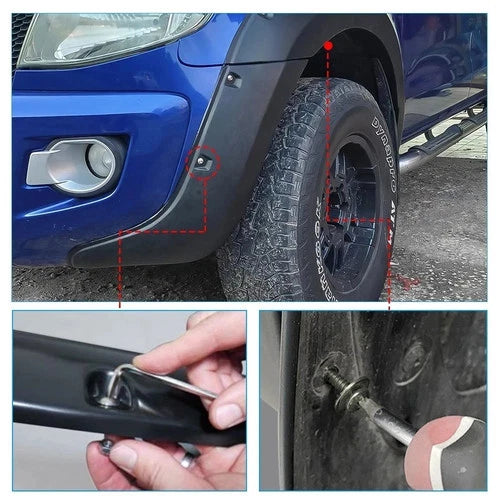 Matte Black Wide Wheel Arches Extensions Body Kit For Ford Ranger T6 2012-2015