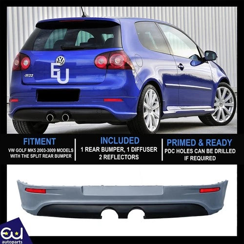 MK5 R32 CONVERSION LOOK REAR BUMPER BODYKIT PRIMED FOR VW GOLF MK5 2003-2009