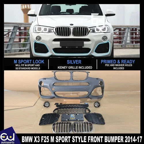 M SPORT STYLE FRONT BUMPER CONVERSION KIT FOR BMW X3 F25 LCI 2014-2017 W/GRILL