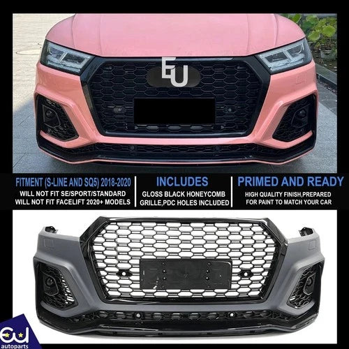 RSQ5 CONVERSION FRONT BUMPER BODY KIT FOR AUDI Q5 SQ5 B9 FY S-LINE 2018-20 W/PDC