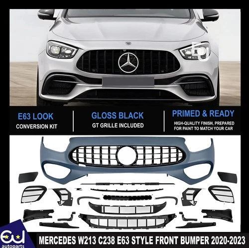 FOR MERCEDES W213 C238 E63 CONVERSION FULL FRONT BUMPER GRILLE BODYKIT 2020-2023