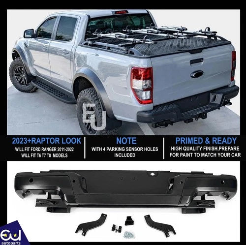 T9 RAPTOR STYLE REAR BUMPER WITH 4 SENSOR HOLES FOR FORD RANGER T6 T7 T8 2011-22