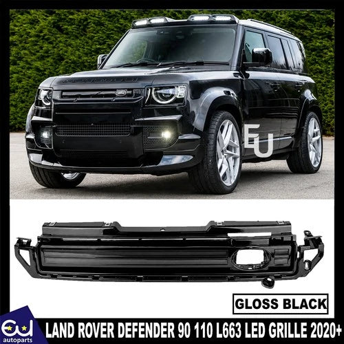 For Land Rover DEFENDER 90 110 L663 2020+ Black Front LED Grille Light Bar Grill