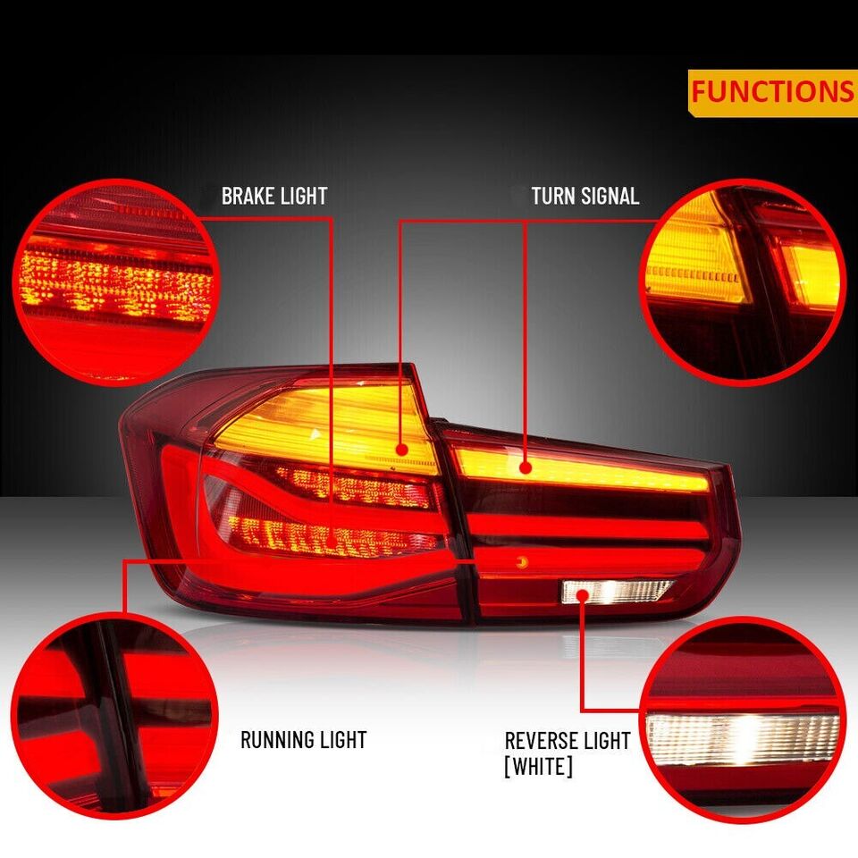 PAIR LED LCI RED REAR LIGHTS FOR BMW 3 SERIES M3 F30 F80 2012-2018 BRAKE LAMPS