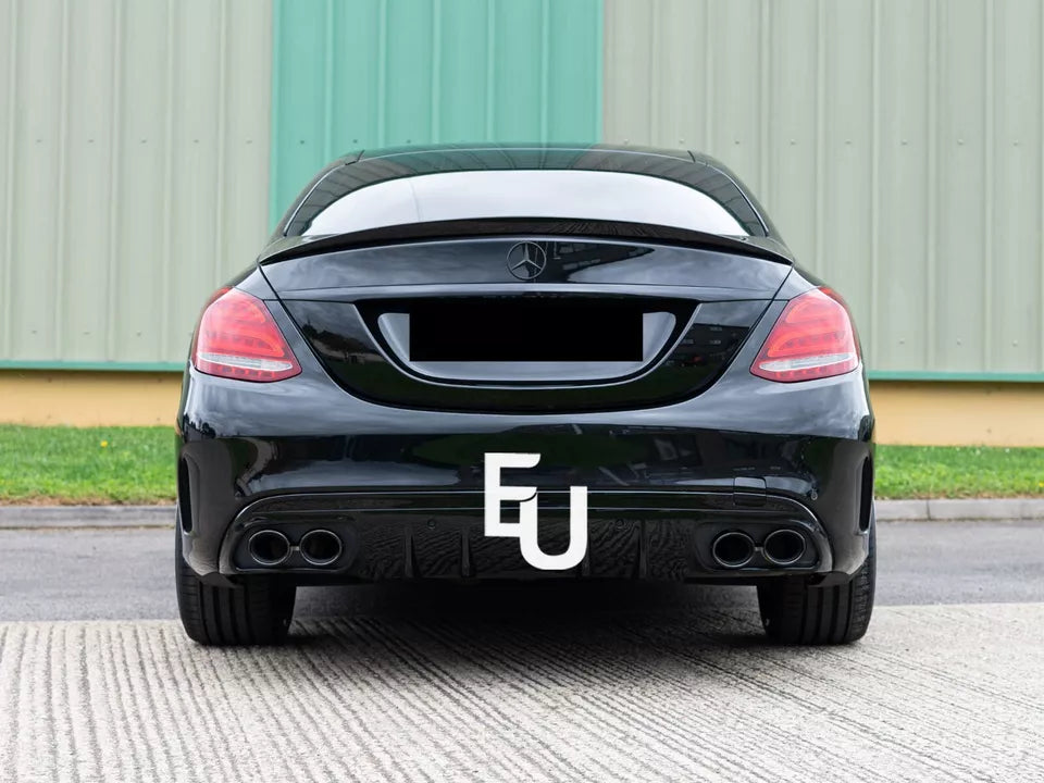 REAR TRUNK BOOT SPOILER LIP FOR MERCEDES BENZ W205 C CLASS ABS GLOSS BLACK