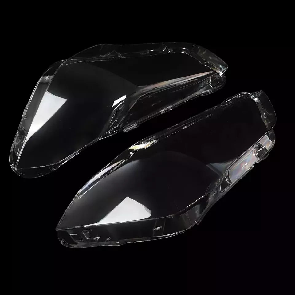 PAIR L+R SIDE FRONT HEADLIGHT LENS COVERS REPLACEMENT FOR BMW X1 F48 2016-2018