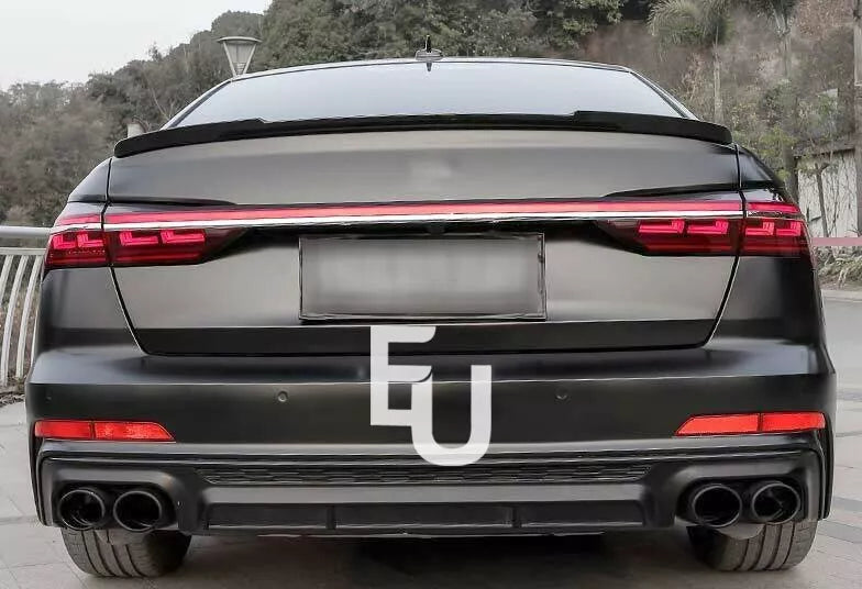 FOR AUDI A6 C8 SALOON REAR BOOT TRUNK SPOILER V STYLE GLOSS BLACK 2018+ OEM FIT