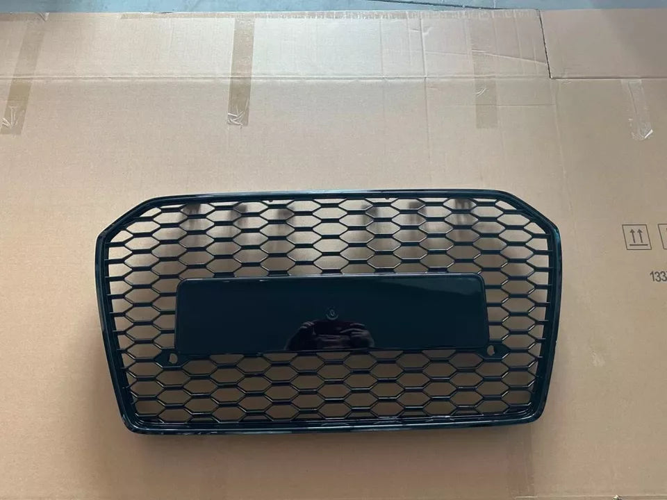 FOR AUDI A6 S6 C7 2015-18 RS6 LOOK GLOSS BLACK GRILL GRILLE BADGELESS HONEYCOMB