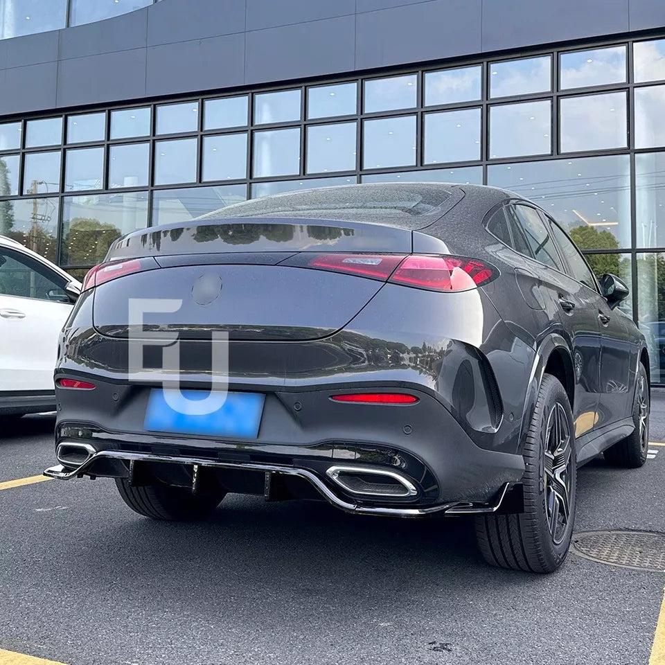 REAR BUMPER DIFFUSER FOR MERCEDES BENZ GLC COUPE C254 AMG LINE GLOSS BLACK 2023+