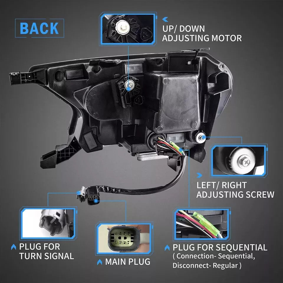 PAIR LED DRL PROJECTOR HEAD LIGHT LAMP FOR FORD RANGER T6 RAPTOR WILDTRAK 2015+