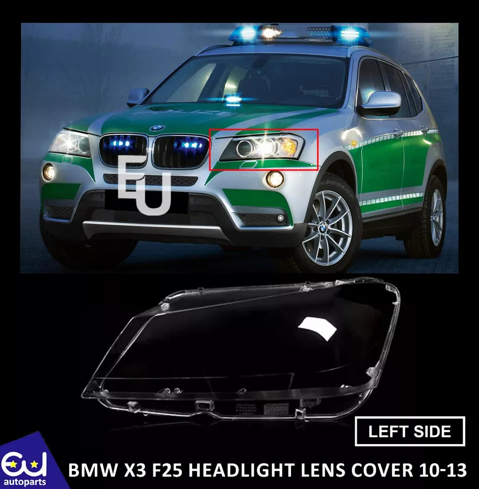 LEFT PASSENGER SIDE HEADLIGHT HEADLAMP LENS SHELL COVER FOR BMW X3 F25 2010-2013