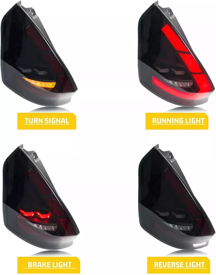 PAIR SMOKED LED TAIL LIGHTS FOR FORD FIESTA HATCHBACK SE ST W/DYNAMIC 2008-2019