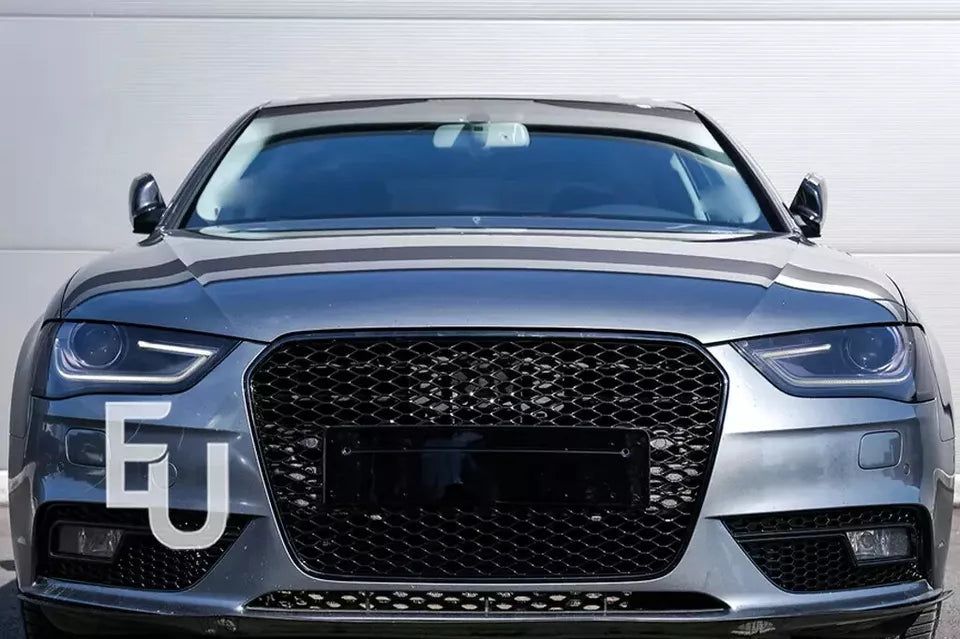 FOR AUDI A4 S4 B8 8K 12-16 RS STYLE GRILLE GLOSS BLACK HONEYCOMB RADIATOR BUMPER