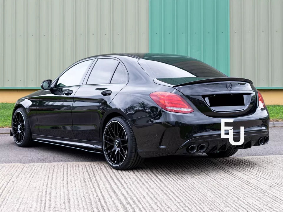 REAR TRUNK BOOT SPOILER LIP FOR MERCEDES BENZ W205 C CLASS ABS GLOSS BLACK