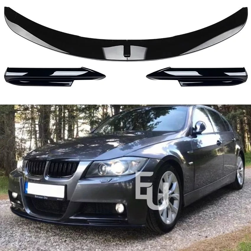 FOR BMW 3 SERIES E90 E91 M SPORT PRE-LCI FRONT SPLITTER LIP GLOSS BLACK 04-08