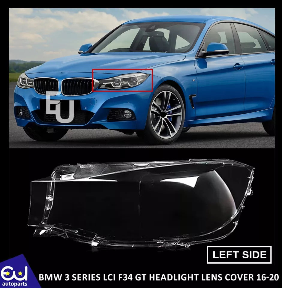 HEADLIGHT LENS COVER FOR BMW 3 SERIES F34 GT LCI 16-20 HEADLAMP SHELL LEFT SIDE