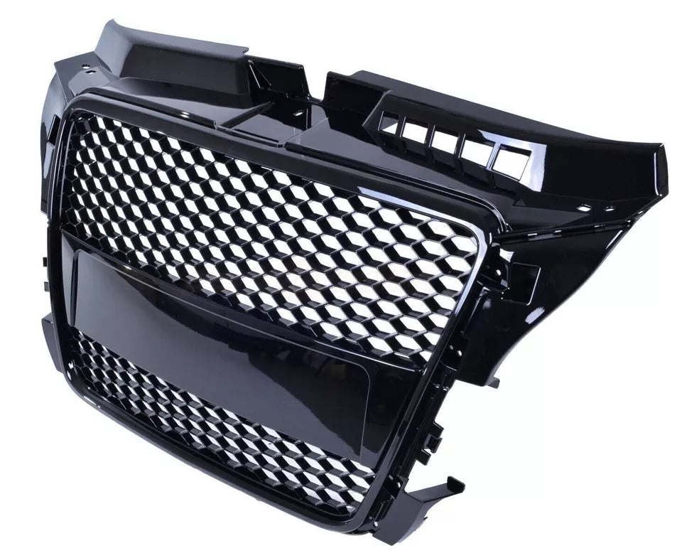 FOR AUDI A3 S3 8P RS STYLE GLOSS BLACK FRONT RADIATOR HONEYCOMB GRILLE 2008-2012