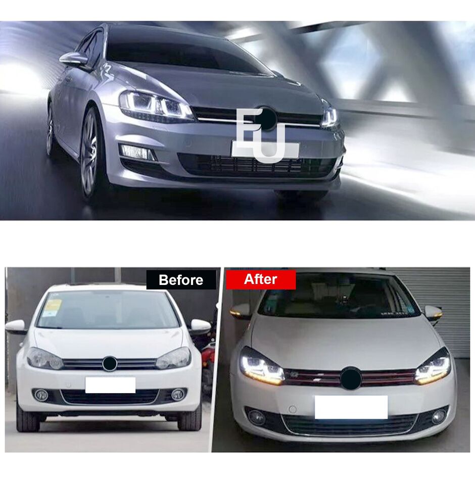 DYNAMIC SEQUENTIAL LED PROJECTOR HEADLIGHTS LAMP FOR VW GOLF 6 MK6 2008-2013