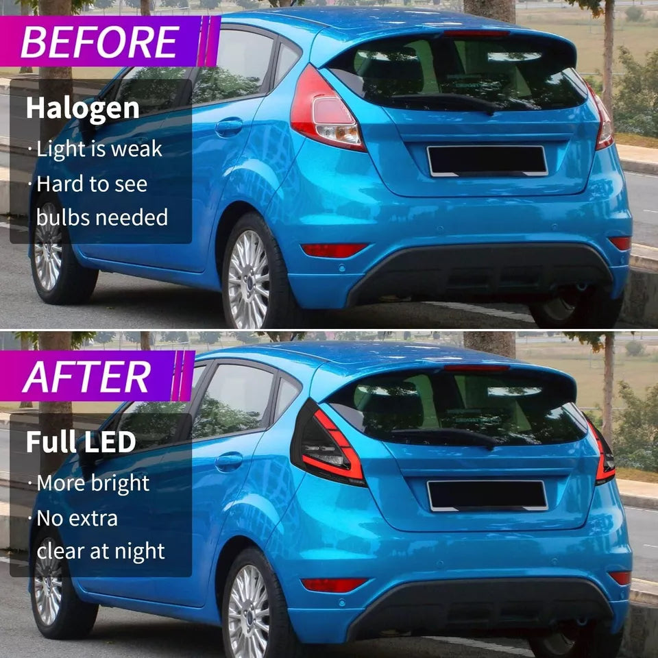 PAIR SMOKED LED TAIL LIGHTS FOR FORD FIESTA HATCHBACK SE ST W/DYNAMIC 2008-2019