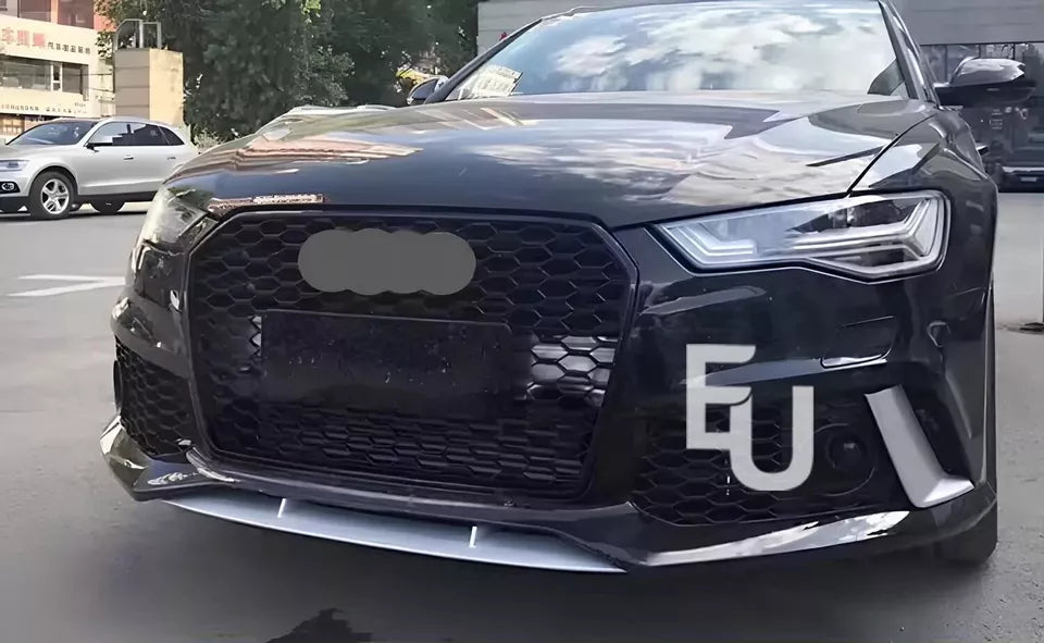 FOR AUDI A6 S6 C7 2015-18 RS6 LOOK GLOSS BLACK GRILL GRILLE BADGELESS HONEYCOMB